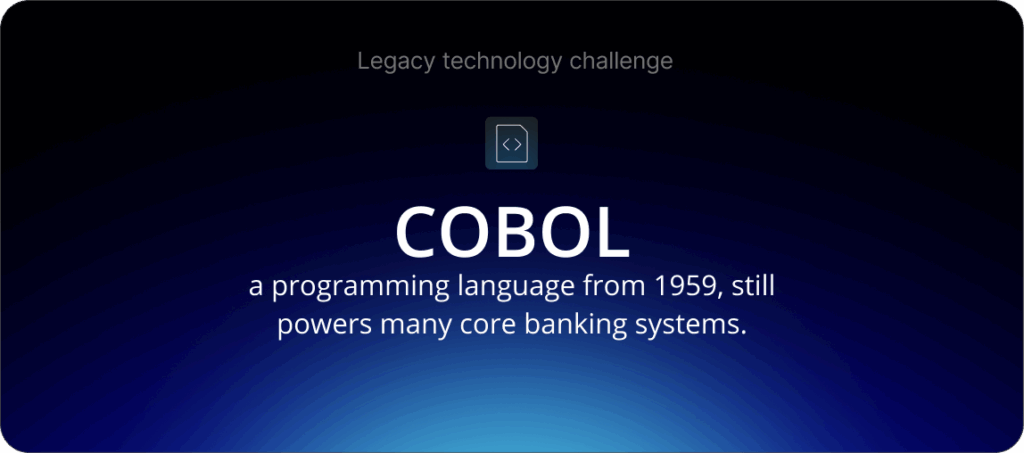 Accrevent found that many core banking systems continue to run on COBOL, a programming language designed in 1959.