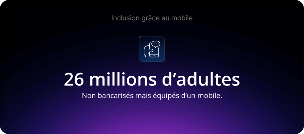 Inclusion grâce au mobile : 26 millions d’adultes non bancarisés possèdent un téléphone portable.